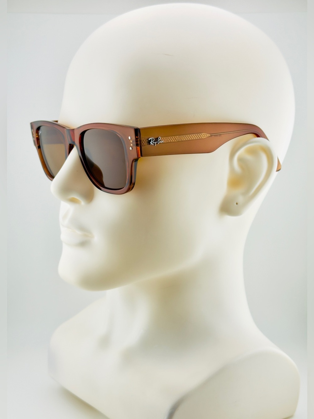Ray-Ban Mega Wayfarer Sunglasses RB0840 Transparent Brown Frame with Brown Lens - Picture 4 of 15